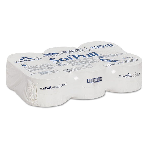 Georgia-Pacific High Capacity Center Pull Tissue, Septic Safe, 2-Ply, White, 1000 Sheets/Roll, 6 Rolls/Carton - GPC19510