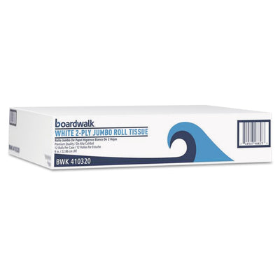 Boardwalk Jumbo Roll Bathroom Tissue, Septic Safe, 2-Ply, White, 3.2" X 525 Ft, 12 Rolls/Carton - BWK410320