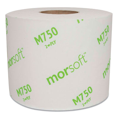 Morcon Morsoft Controlled Bath Tissue, Split-Core, Septic Safe, 2-Ply, White, Individually Wrapped, 750 Sheets/Roll, 48 Rolls/Carton - MORM750