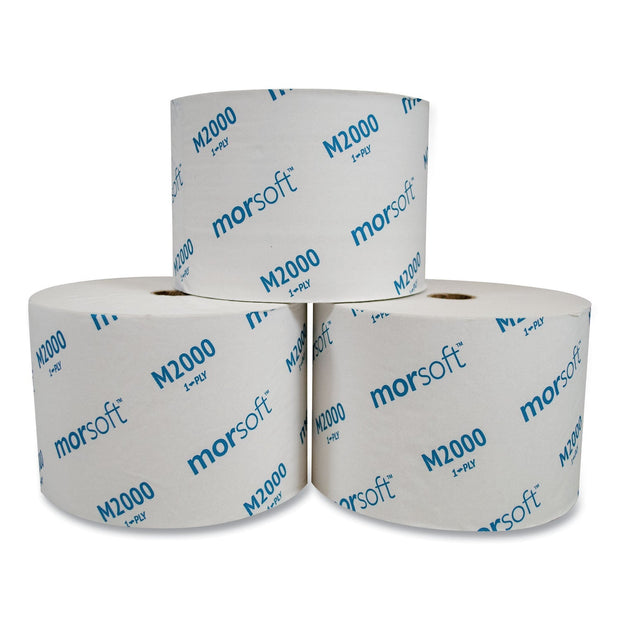 Morcon Small Core Bath Tissue, Septic Safe, 1-Ply, White, 3.9" X 4", 2000 Sheets/Roll, 24 Rolls/Carton - MORM2000